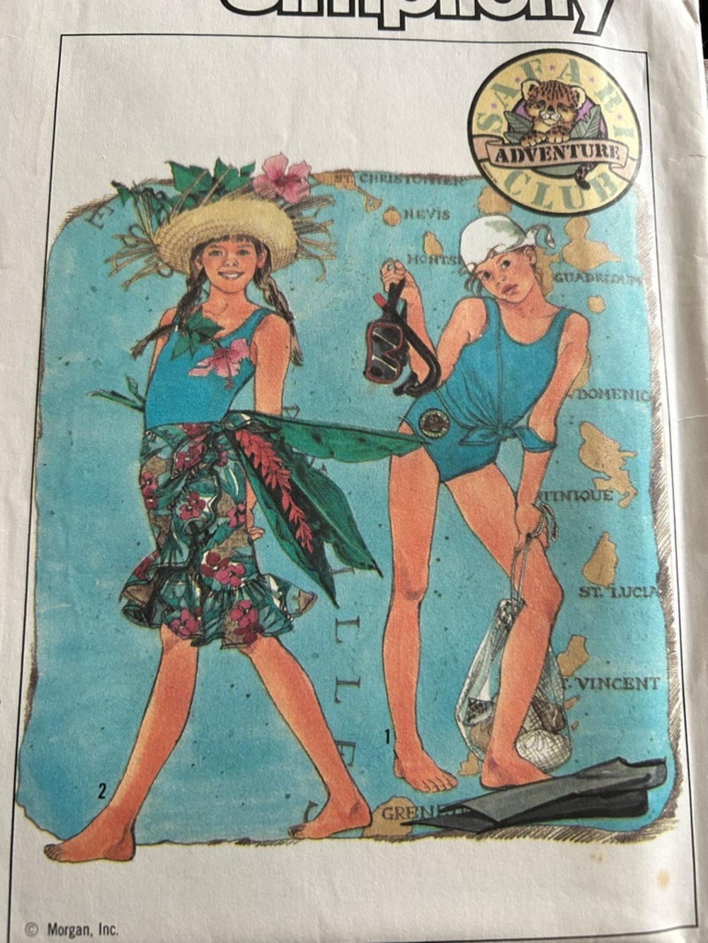 5/$25 simplicity 8646 Vintage Tropical Girls' Swimsuit-size 7